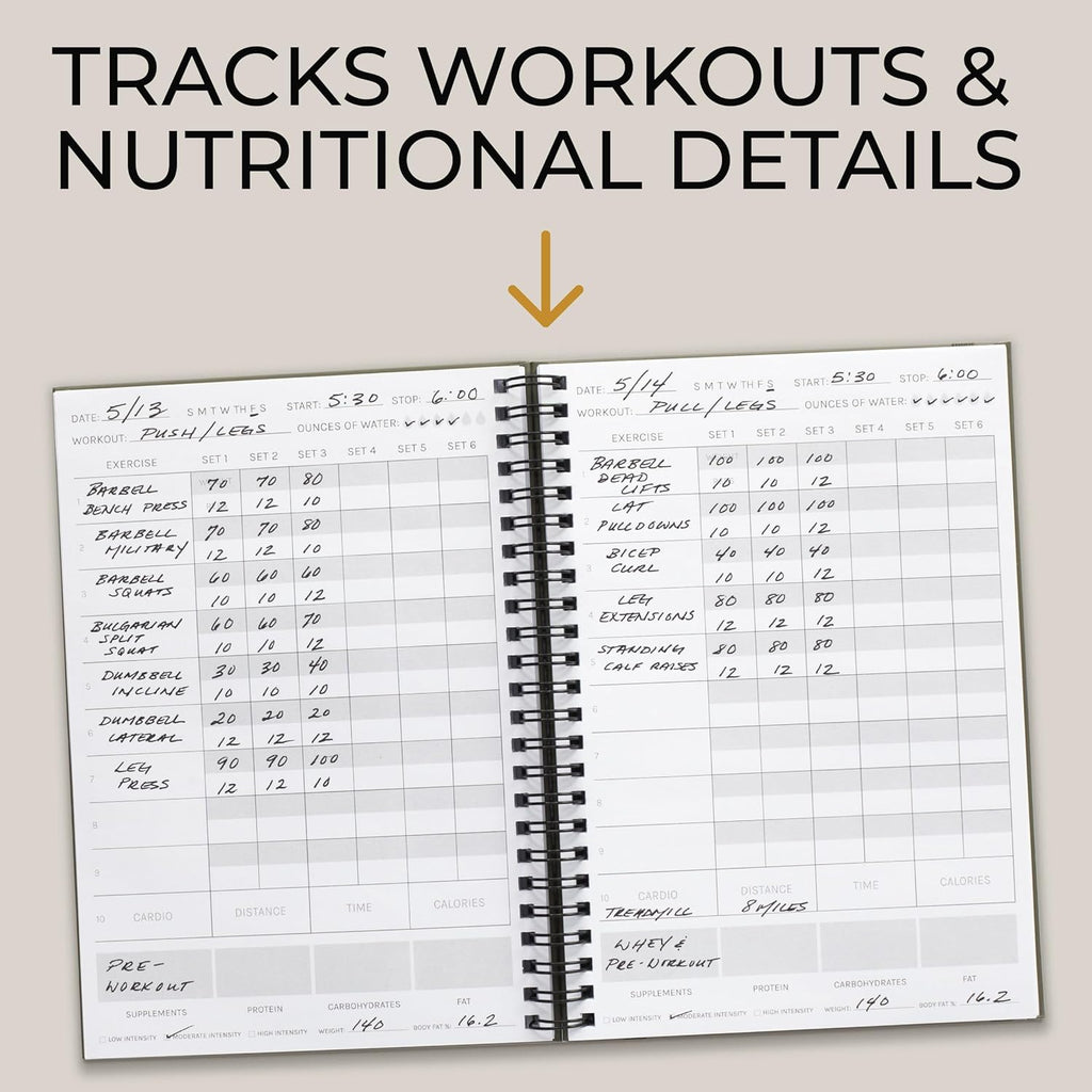 The Ultimate Fitness Journal for Tracking and Crushing Your Gym Goals - Detailed Workout Planner & Log Book for Men and Women - Great Gym Accessories with Calendar, Nutrition & Progress Tracker