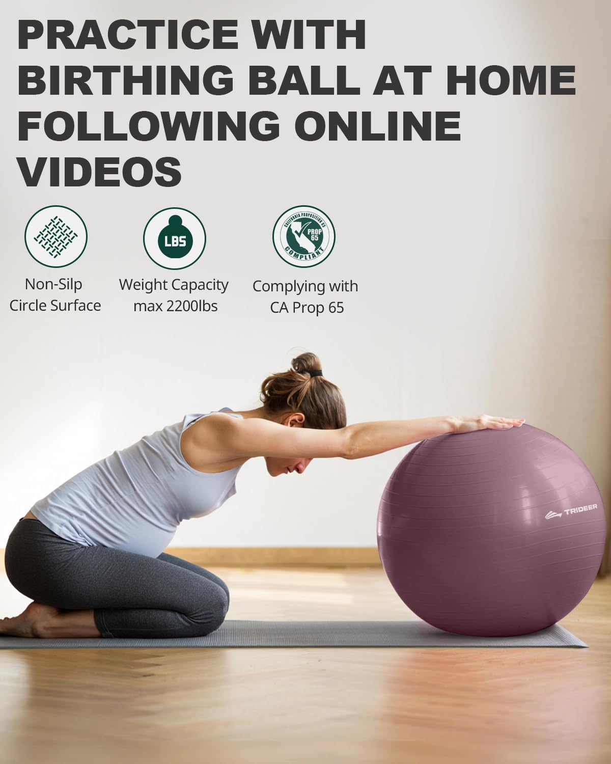 Yoga Ball – Anti-Burst Exercise Ball for Pregnancy, Office, Birthing, Stretching & Core Workout – Home Gym & Therapy