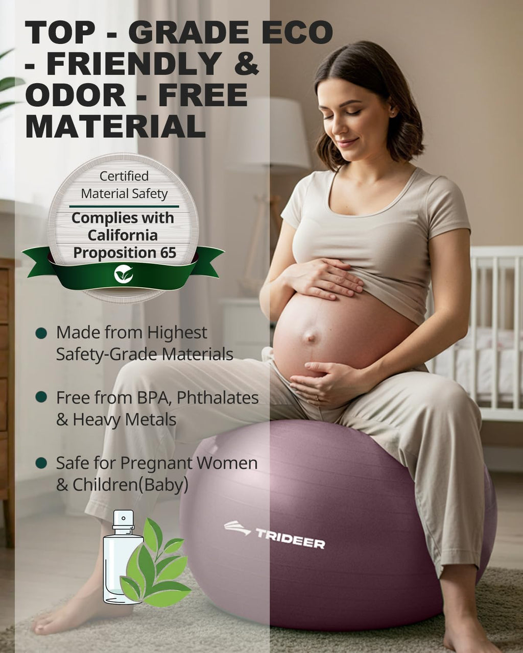 Yoga Ball – Anti-Burst Exercise Ball for Pregnancy, Office, Birthing, Stretching & Core Workout – Home Gym & Therapy