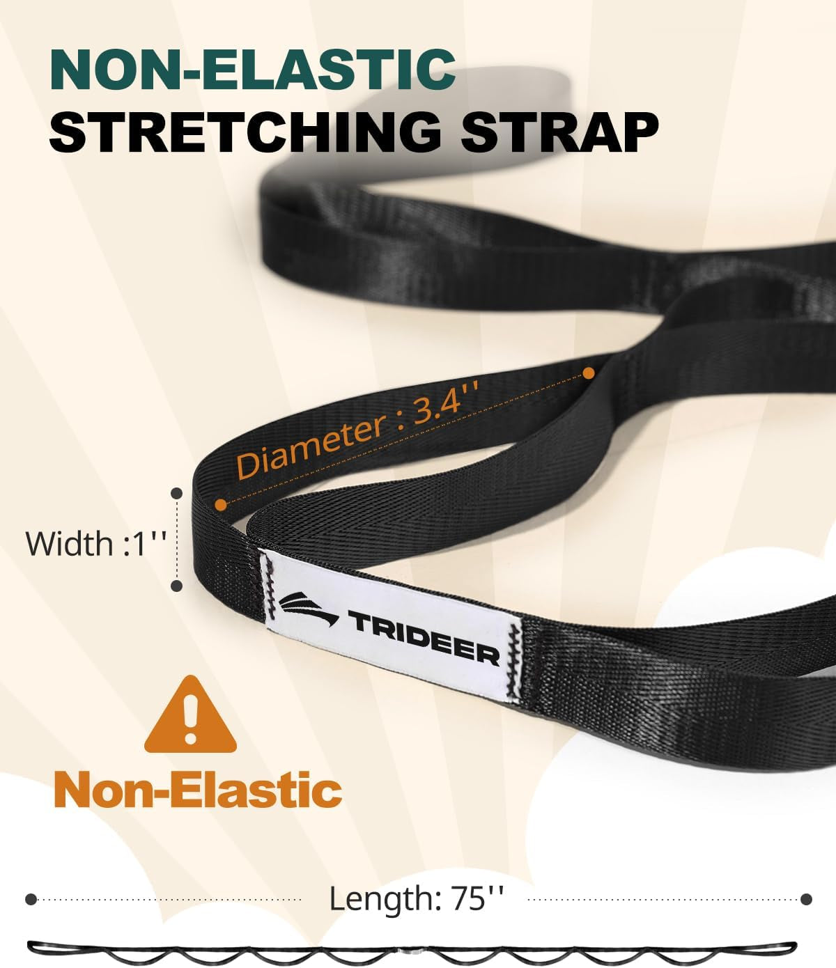 Stretching Strap Yoga Strap Physical Therapy for Home Workout, Exercise, Pilates and Gymnastics, 10 Loops Non-Elastic Stretch Bands with Aesthetic Packaging for Women & Men