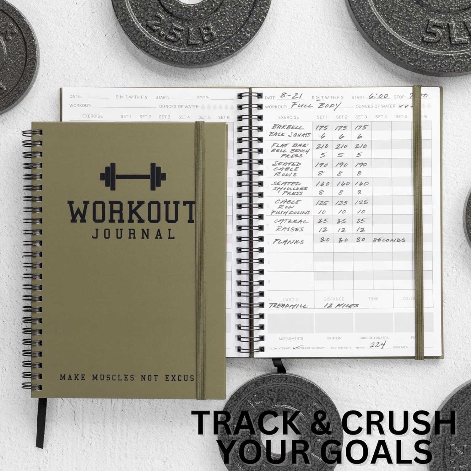 The Ultimate Fitness Journal for Tracking and Crushing Your Gym Goals - Detailed Workout Planner & Log Book for Men and Women - Great Gym Accessories with Calendar, Nutrition & Progress Tracker